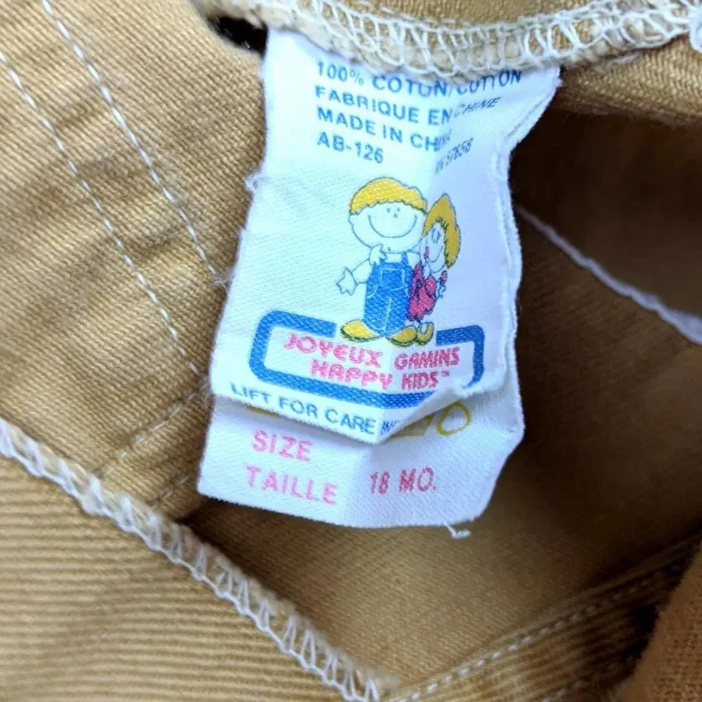 Vintage Happy Kids Overalls Baby Boys Size 6mTan